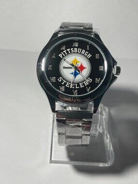 Pittsburgh Steelers NFL Team Logo Men's Stainless-Steel Silver Watch NEW